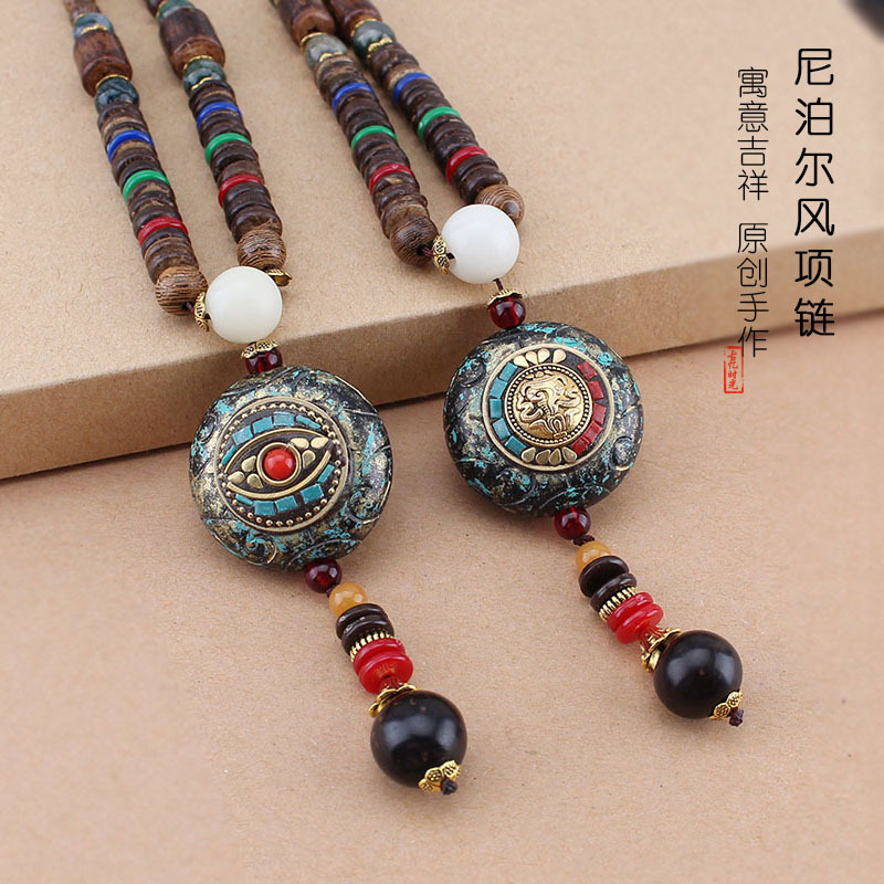 Women Accessories Nepal - نيبال قلادة سترة سلسلة خشبية بوذا