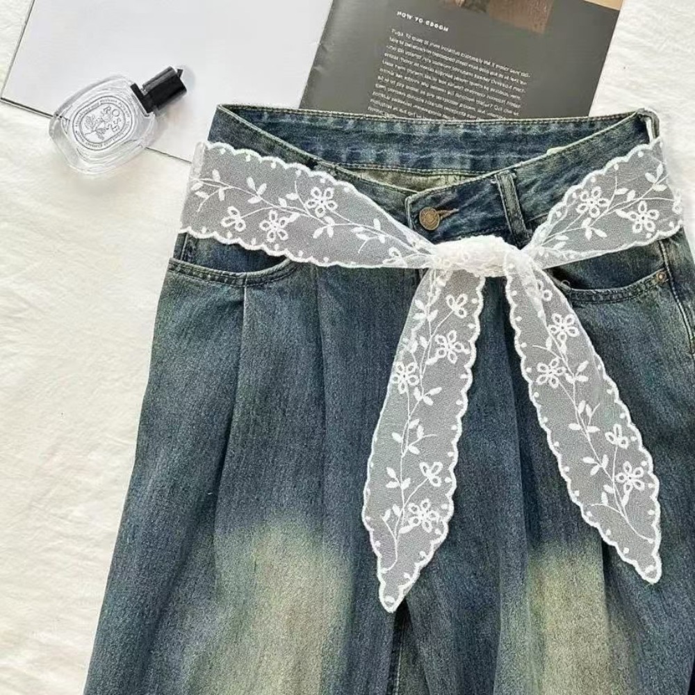Woman Accessory - حزام دانتيل أبيض أنيق للنساء، مناسب