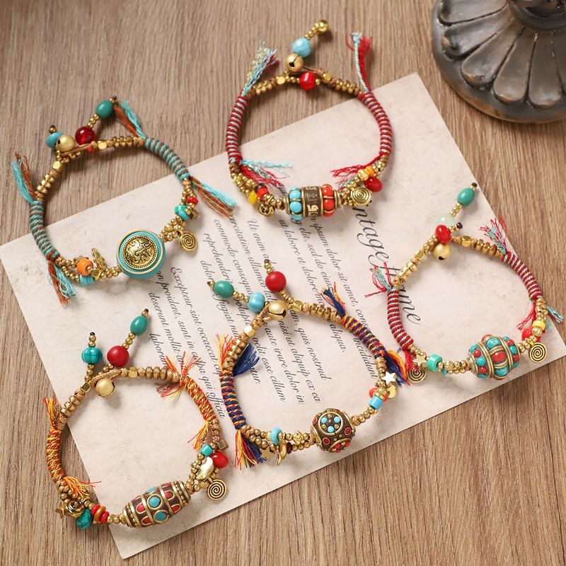 Women Accessories Nepal - التبتية الرجعية المنسوجة سوار نيبال النحاس