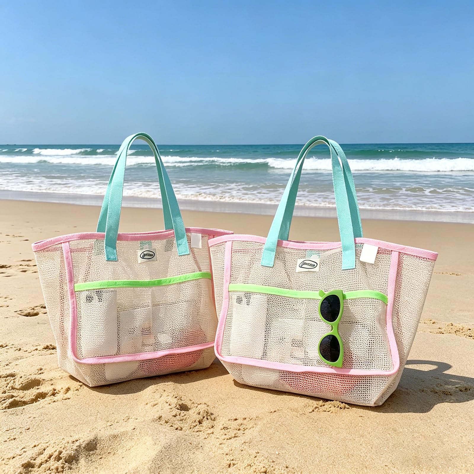Women Accessories Bag - حقائب شاطئ نسائية ملونة قابلة للطي،