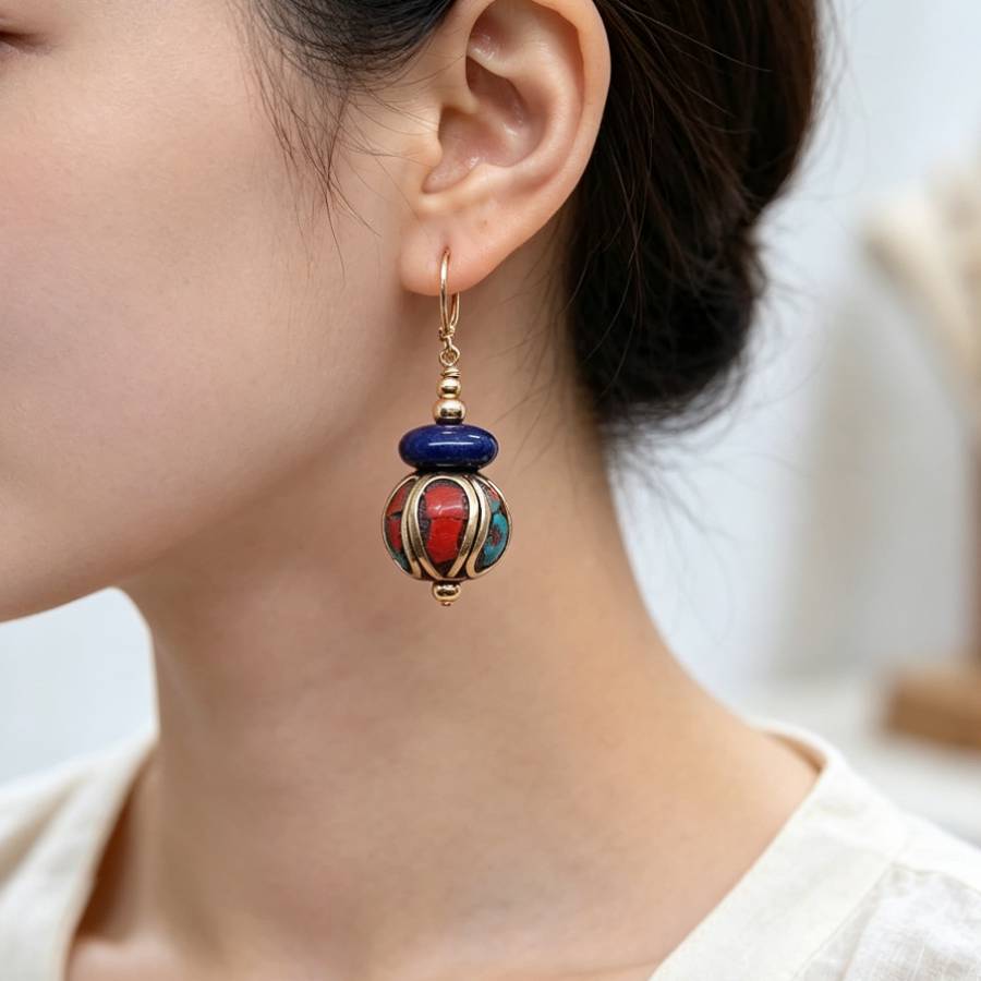 أقراط ذهبية متدلية مصنوعة يدوي - مراجعة Women Accessories Nepal وسعره