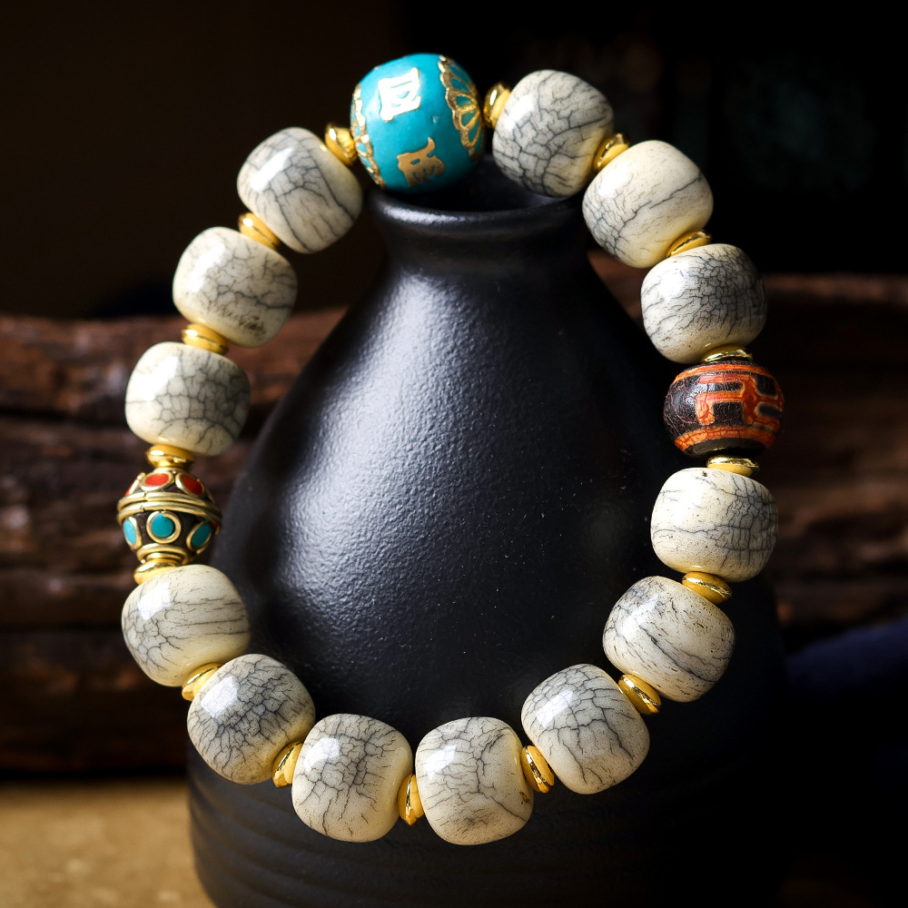 سوار من خرز عظم الياك المتشقق  - مراجعة Women Accessories Nepal وسعره